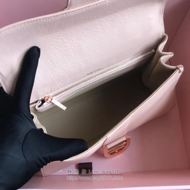 DELVAUX女包 2019春夏最新色 專櫃原廠皮 德爾沃女手提包 DS0028裸粉玫瑰金 中號 Delvaux單肩斜挎包  fcs1161